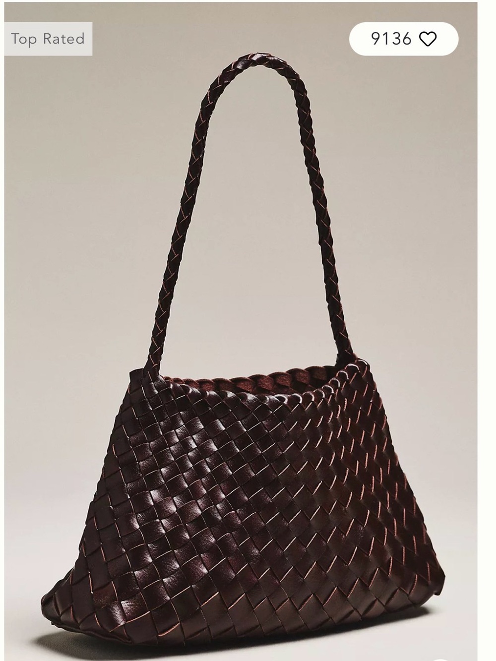 Woven Shoulder Bag in Dark Brown